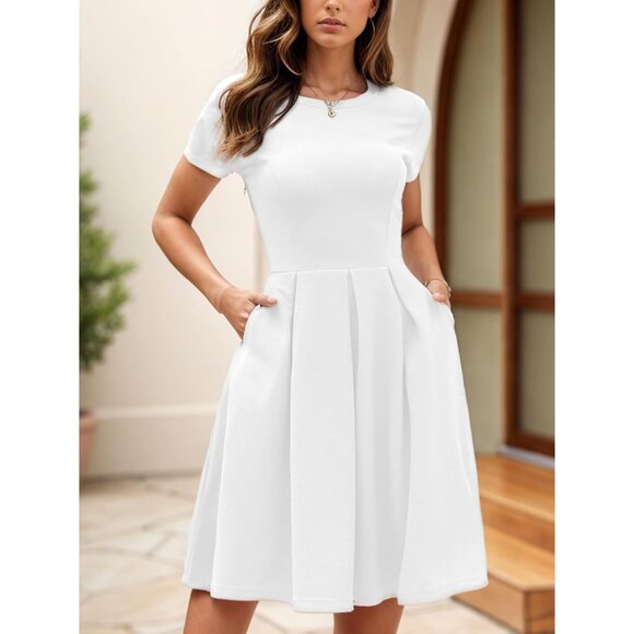 Summer Dress Women 2024 Vintage Swing Pockets Casual Work Party Chic - Picture 4 of 4